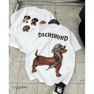 Áo thun chất cotton khô 3158 form rộng tay lỡ - Cún Dachshund