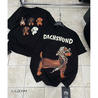 Áo thun chất cotton khô 3158 form rộng tay lỡ - Cún Dachshund