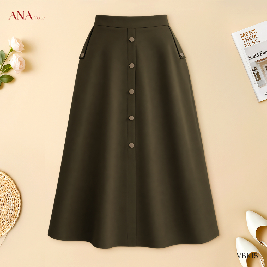 Chân Váy Công Sở Trung Niên ANA Mode Chất Liệu Cotton Lạnh Thanh Lịch Đi Tiệc Quà Tặng Mẹ CV25VBK15