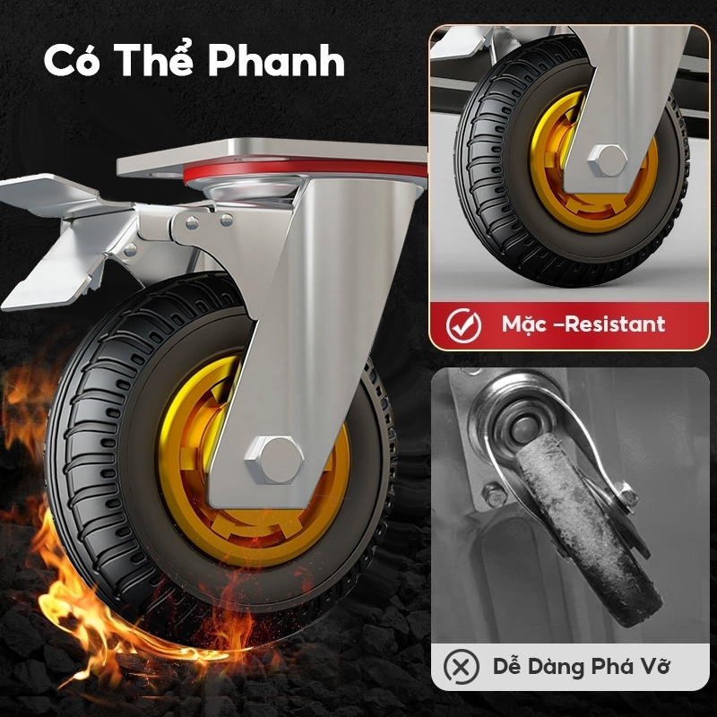 Xe đẩy hàng Xe Đẩy Gấp Gọn,Thép Bánh xe chống ồn Tải Trọng 600kg Gấp Gọn Tiện Lợi 4 bánh xe