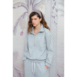 [XẢ HÀNG] THEKIM Áo nỉ dài tay cổ cao (lót lông) khóa half zip T388, phối quần cạp trắng suông dài (không lót lông) B330