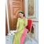 Set Quần ống rộng lụa mỹ truyền thống Áo dài cách tân suông xanh cốm không cổ tay lỡ phối khuy vải hồng trẻ trungT1461G