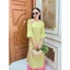 Set Quần ống rộng lụa mỹ truyền thống Áo dài cách tân suông xanh cốm không cổ tay lỡ phối khuy vải hồng trẻ trungT1461G