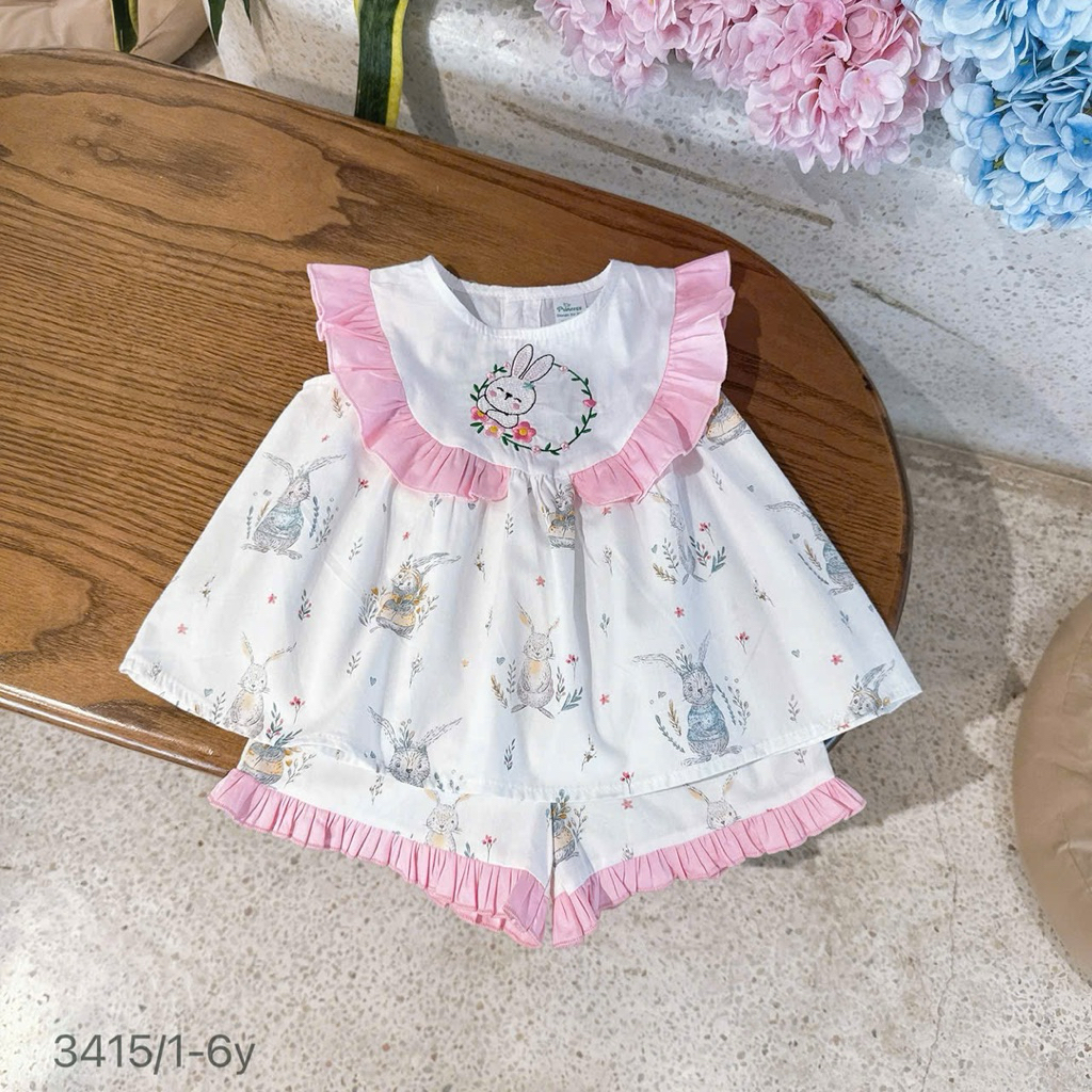 Set đồ bé gái mùa hè OP 1-6Y (9-26kg) – quần áo trẻ em chất mát, co giãn nhẹ, họa tiết đáng yêu mặc hè