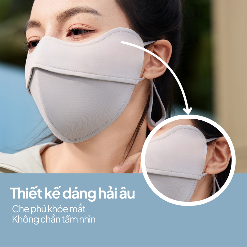 NEAU【COMBO 3 CÁI】Khẩu Trang Chống Tia UV Ngăn Trôi Trang Điểm, Son Môi Mát Lạnh Dây có nút điều chỉnh MS401