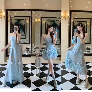 Váy hai dây xẻ tà mặc được 3 kiểu cho hot girl khí chất thắt nơ nhiều cách mặc váy thắt eo váy liền