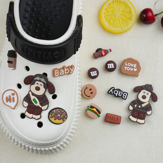 Bộ 14 Sticker, Charm 3D nhựa dẻo chủ đề Chó Pluto ngố gắn Dép Sục, Cá Sấu JB-297 Mita