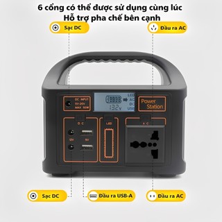 Trạm sạc di động 150W 768Wh - SẠC 6 THIẾT BỊ, PIN LiFePO4 CHỐNG CHÁY, ĐÈN LED - ĐI PHƯỢT/CẮM TRẠI