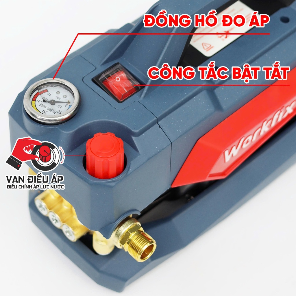 [Có Áp Chống Giật] Máy Rửa Xe Điện WORKFIX WF-CWR3200PRO Áp Lực Cao 180 Bar, 3200W FULL PHỤ KIỆN
