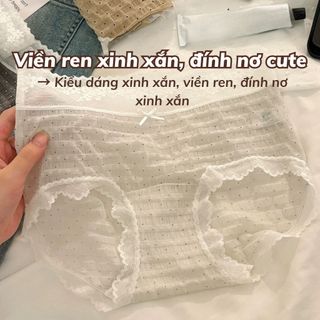 Quần lót nữ lụa cao cấp sang trọng mềm mại viền ren cute đáy lót lưới thoáng khí kháng khuẩn L5904