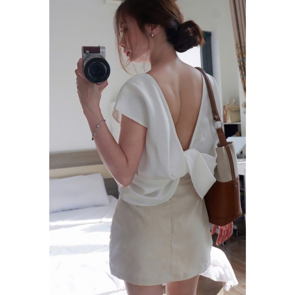 𝗦𝗼𝗹l - Áo Linen xoắn lưng basic