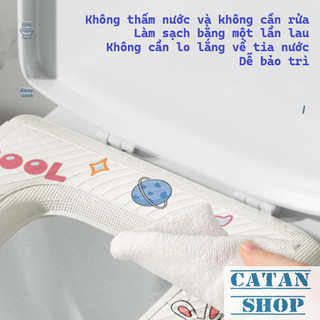 Đệm Lót Nắp Bồn Cầu Nhà Vệ Sinh Hình Hoạt Tiết Kháng Khuẩn Chống Thấm Nước Sạch Sẽ An Toàn-GD978-LotBonCau