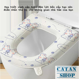 Đệm Lót Nắp Bồn Cầu Nhà Vệ Sinh Hình Hoạt Tiết Kháng Khuẩn Chống Thấm Nước Sạch Sẽ An Toàn-GD978-LotBonCau