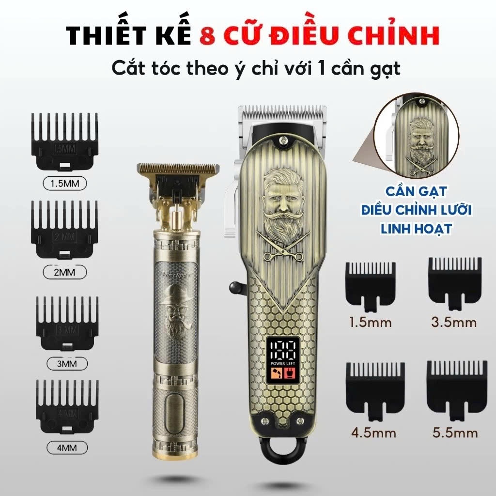 Tông Đơ Cắt Tóc Chấn Viền Cao Cấp Kizu K739, Tăng Đơ Barber Không Dây, Cắt Êm, Pin Trâu Cạo Viền Nét
