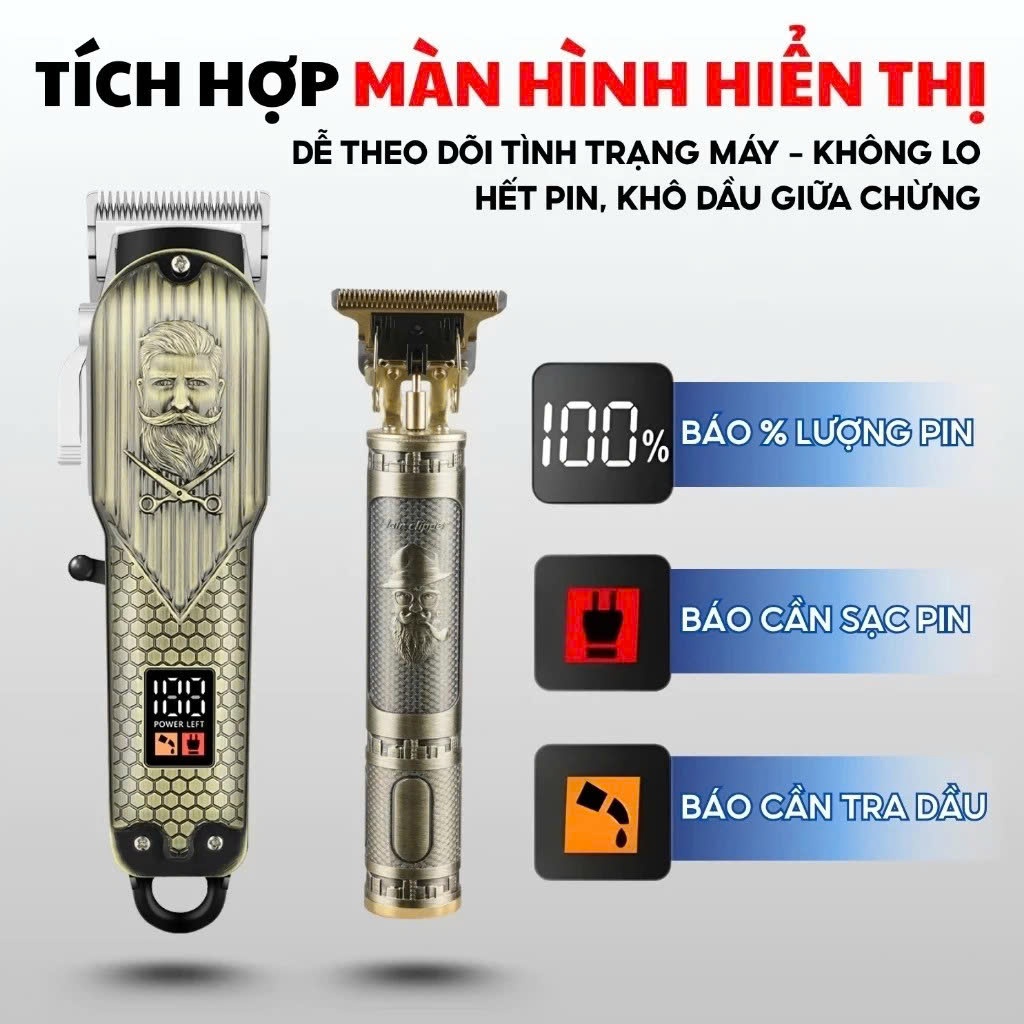 Tông Đơ Cắt Tóc Chấn Viền Cao Cấp Kizu K739, Tăng Đơ Barber Không Dây, Cắt Êm, Pin Trâu Cạo Viền Nét