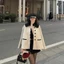 Áo khoác dạ tiểu thư bánh bèo trẻ trung cute trắng phối đen cổ sen sang trọng thanh lịch dáng rộng nữ tính T679G