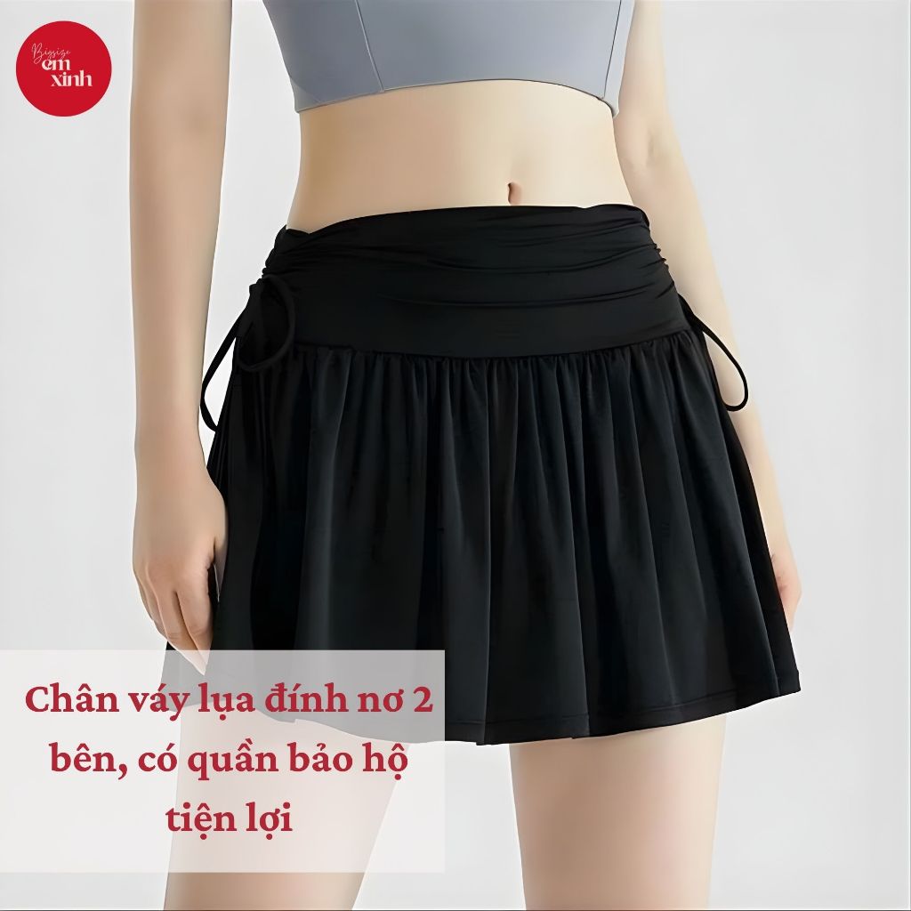 Chân Váy Nữ Dáng Xòe Cột Nơ Có Quần Bảo Hộ Mềm Mát 50–90kg BS047
