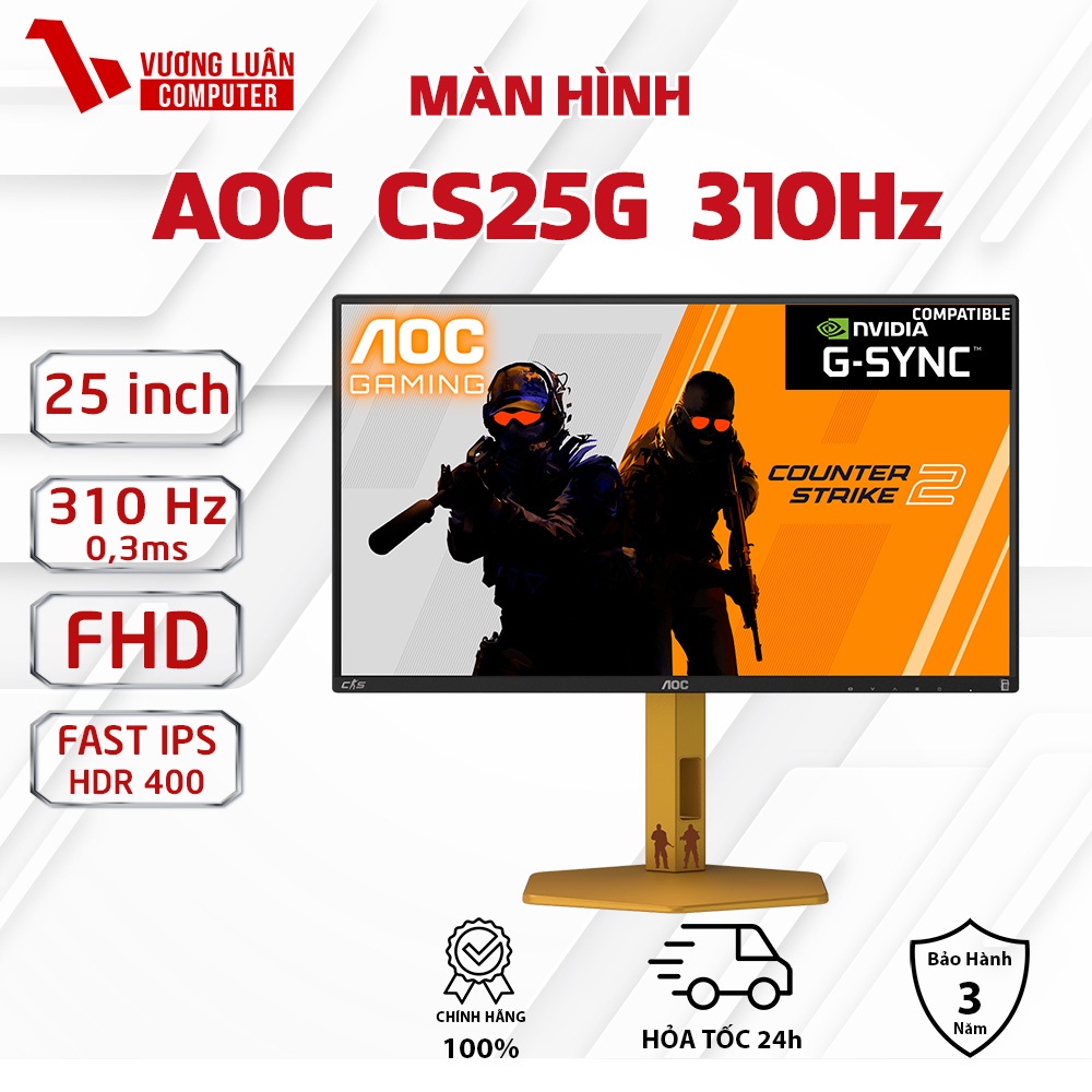 Màn hình Gaming AOC CS25G 310Hz/ IPS/ Phiên bản dành cho game thủ CS2 ...