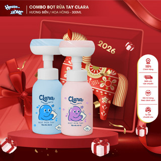 Combo 2 Chai Bọt Rửa Tay Clara Hương Hoa Hồng 300ml NRT004, Bọt Vệ Sinh Tay An Toàn, Lành Tính, Sạch Vi Khuẩn, Giữ Ấm