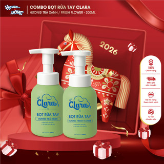 Combo 2 Chai Bọt Rửa Tay Clara Hương Trà Xanh Chai 300ml NRT003, Bọt Vệ Sinh Tay An Toàn, Diệt Vi Khuẩn, Giữ Ấm