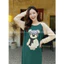 Đầm bầu bigsize chubby nữ cute Váy dài suông không cổ hình chú gấu đội mũ thu đông dài tay màu raglan phối tay T1437G