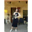 Đầm bầu bigsize chubby nữ cute Váy dài suông không cổ hình chú gấu đội mũ thu đông dài tay màu raglan phối tay T1437G