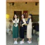 Đầm bầu bigsize chubby nữ cute Váy dài suông không cổ hình chú gấu đội mũ thu đông dài tay màu raglan phối tay T1437G