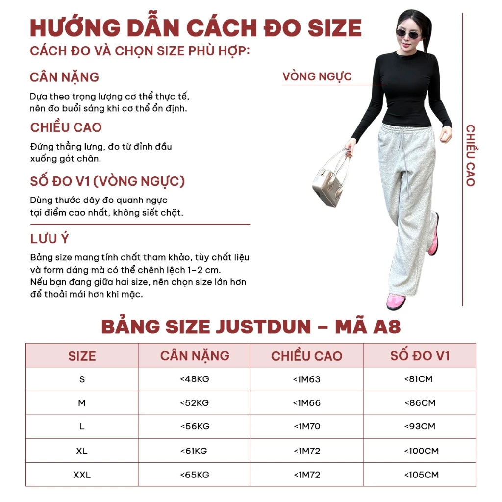 Áo Thun Nữ Dài Tay JUSTDUN A8 Cổ Tròn, Cotton Mịn Dày Dặn, Siêu Co Giãn Mềm Mại, Tôn Dáng