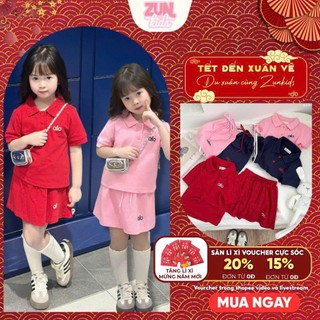 Set Thể Thao Bé Gái Áo Polo Alo & Chân Váy Lưng Thun AZB596 – Cotton Cá Sấu Mềm, Màu Tươi Sáng