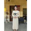 Đầm bầu bigsize chubby nữ dễ thương Váy dài suông chất nỉ PE dài tay xẻ tà không cổ hình cừu SHAUN THE SHEEP T1430G