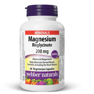 [LIVE] Viên uống bổ sung Magie hỗ trợ sức khoẻ Webber Naturals Magnesium Bisglycinate 200mg, hộp nhập khẩu 120 viên