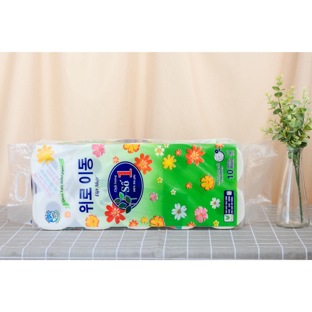 COMBO 2 Giấy Vệ Sinh Việt Nhật Số 1 Không Lõi/ Có Lõi 10 Cuộn 4 Lớp, Tan Nhanh, An Toàn, Thấm Hút Tốt, Chất Lượng
