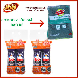 Combo 2 Chai Nước Tẩy Nhà Tắm Duck Siêu Tẩy 900ml tặng 2 miếng rửa chén