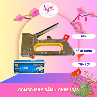 Combo máy bấm gỗ Hu Dong kèm kim bấm gỗ 13/8 - dùng để trang trí kệ gỗ, hộp gỗ - tiện lợi, nhanh chóng, dễ sử dụng