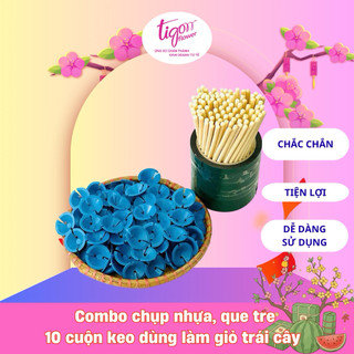 COMBOKEO gồm 1bịch CHỤP NHỰA+1 bịch QUE TRE+10 CUỘN BĂNG KEO 2 MẶT- Chắc chắn, tiện lợi , dễ sử dụng