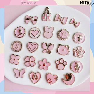 Sticker, Charm 3D chủ đề Pinky 25 bán lẻ DIY nhựa cứng gắn Dép Sục, Cá Sấu JB-325 Mita