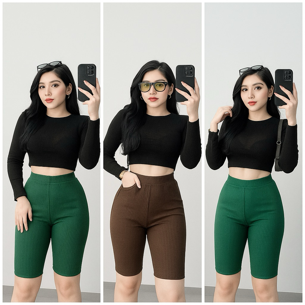 Quần Ngố Thun Gân ( Không Túi) freesize  dưới 58kg mặc đẹp