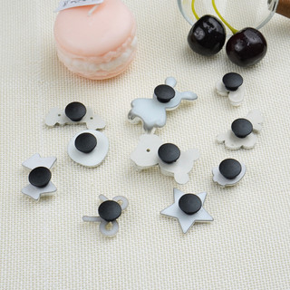 Bộ 10 Sticker, Charm 3D chủ đề Thỏ bạc smile nhựa cứng gắn Dép Sục, Cá Sấu JB-326 Mita