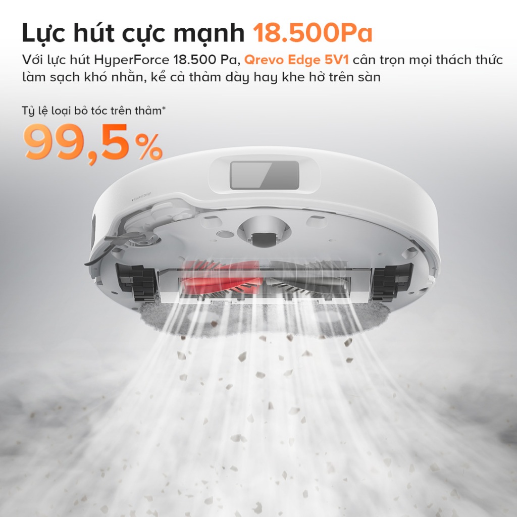 Roborock Qrevo Edge 5V1 - Robot hút bụi lau nhà - Bảo hành 2 năm - Lực hút 18.500Pa