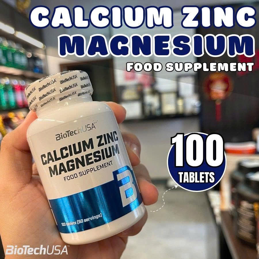 Viên Uống Bổ Sung Canxi Magie Kẽm CALCIUM ZINC MAGNESIUM BiotechUSA Hộp 100 Viên - KEYGYM