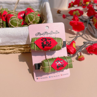 Kẹp tóc hình bánh chưng, bánh tét cho bé phù hợp cho ngày tết