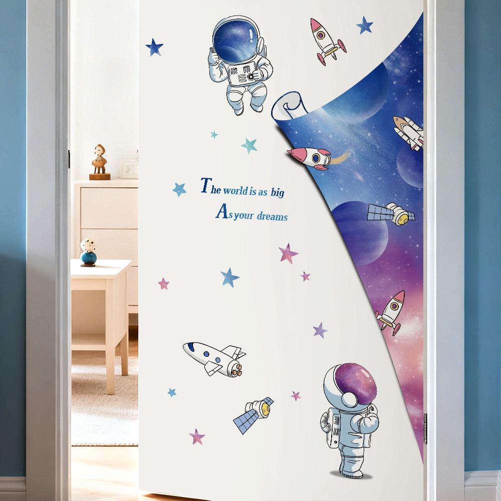 Decal Dán Tường Phi Hành Gia Khám Phá Vũ Trụ Có Keo Sẵn 79x127cm - Trang Trí Phòng Khách Phòng Ngủ