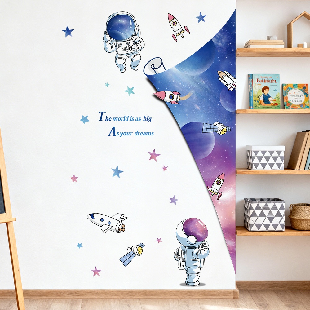 Decal Dán Tường Phi Hành Gia Khám Phá Vũ Trụ Có Keo Sẵn 79x127cm - Trang Trí Phòng Khách Phòng Ngủ