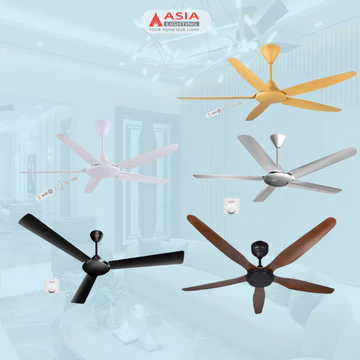 Quạt Trần, Quạt Trần Phòng Khách ASIA 5 Cánh, 6 Cánh. Bảo Hành 24 Tháng, Động Cơ Siêu Bền, Điều Khiển Từ Xa