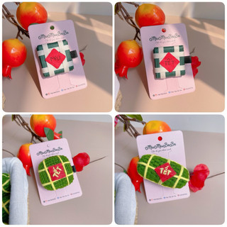Kẹp tóc hình bánh chưng bánh tét bằng len cho bé