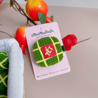 Kẹp tóc hình bánh chưng bánh tét bằng len cho bé