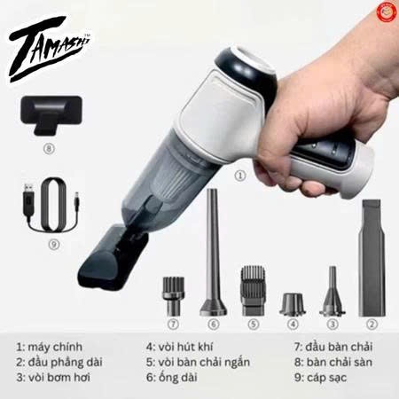 Máy Hút Bụi Cầm Tay Tamashio Lực Hút 9000PA Hút Bụi Đa Năng Siêu Khỏe, Đầu Hút tiện lợi