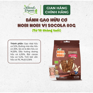 Thực phẩm bổ sung bánh gạo hữu cơ Nobi Nobi vị socola 80g (Từ 18 tháng tuổi) - Natural Market