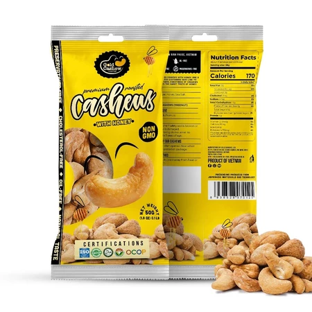 Hạt Điều Rang Mật Ong Gói 50g - Chuẩn Xuất Khẩu Mỹ, Nhật - Vị Ngọt Thanh, Giòn Rụm