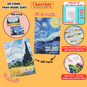 Sổ Còng 100GSM Van Gogh Binder Còng Nhựa Không Gãy, Không Gỉ, Bìa In 2 Mặt, Giấy Refill Kẻ Ngang/Caro